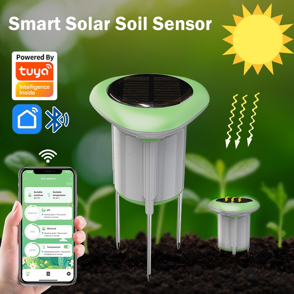 Smart Urban Garden - Tuya WIFI スマートソーラー土壌センサーテスター EC 温度湿度水分計センサー庭自動化灌漑検出器