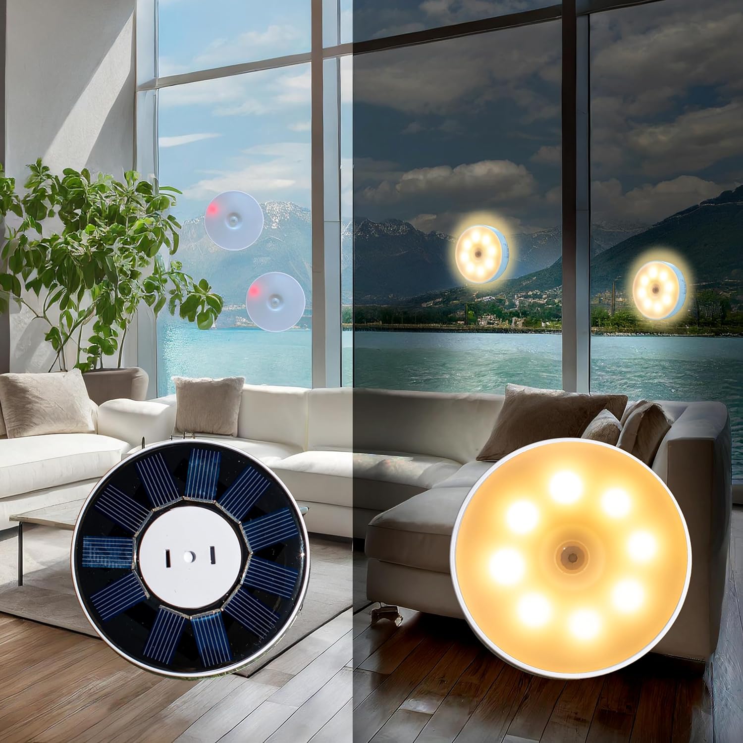 Smart Garden Solar Lights - モーションセンサーナイトランプ充電式USBソーラーガーデンライトLEDワイヤレスキッチンキャビネット寝室ポーチ照明用