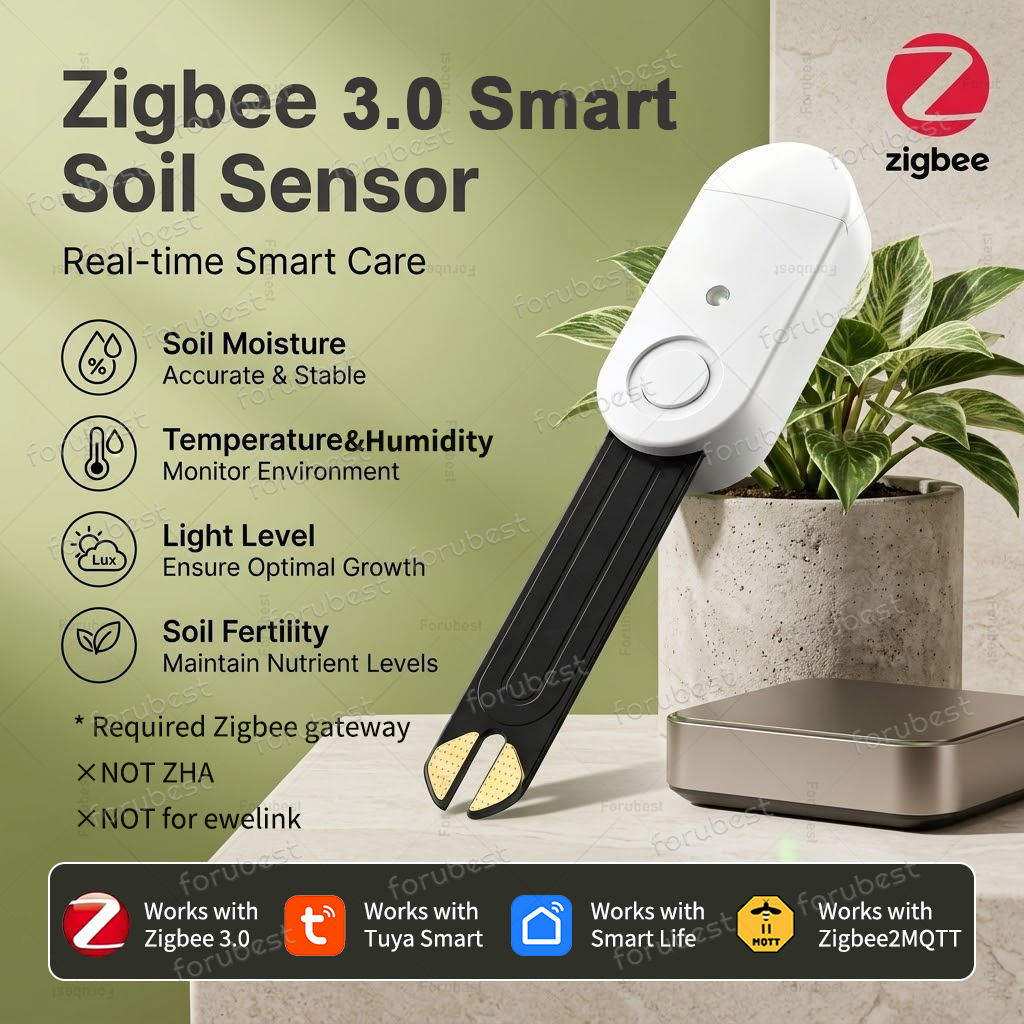 Smart Urban Garden - スマート ZigBee 土壌水分センサー 温度湿度光肥沃度計 温湿度計 ガーデンオートメーション灌漑検出器
