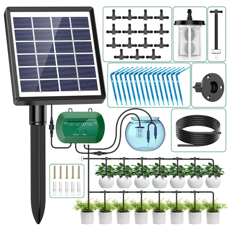Smart Garden Accessories - ソーラーインテリジェント灌漑キット 6V 2W 内蔵 1800mAh バッテリー灌漑鉢植え