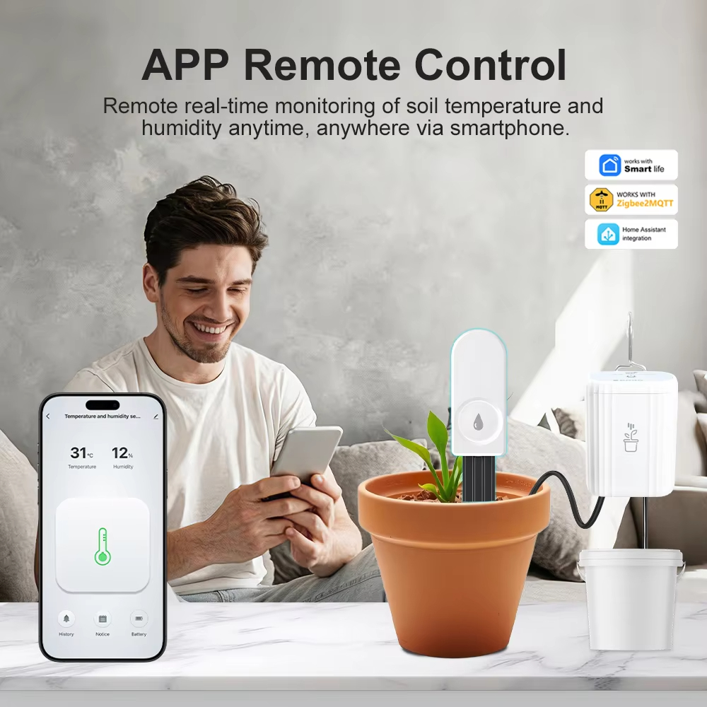 スマートZigbee 3.0植物土壌水分センサー、気温湿度計 - Smart Garden Home Assistant のレビューと価格