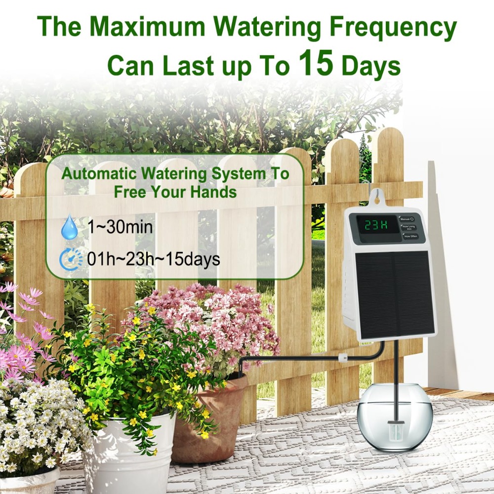 改良型ソーラー点滴灌漑システム 自動散水装置 家庭菜園、バル - Smart Urban Garden のレビューと価格