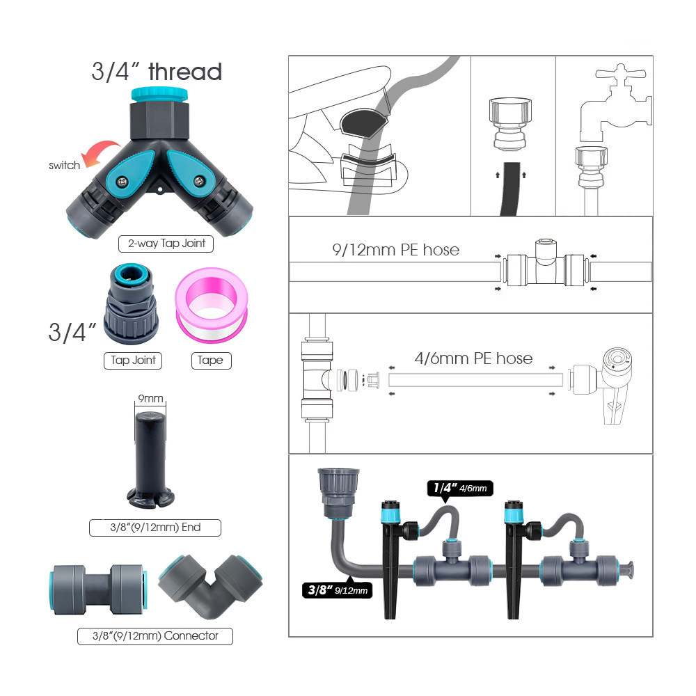3/8インチ バブラーガーデン灌漑システム 9/12mm P - Smart Garden Water のレビューと価格