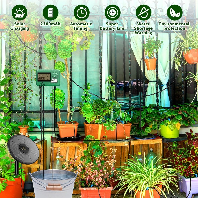 ソーラー灌漑装置 温室灌漑 点滴灌漑キット 15Mホース付き - Smart Garden Watering System のレビューと価格