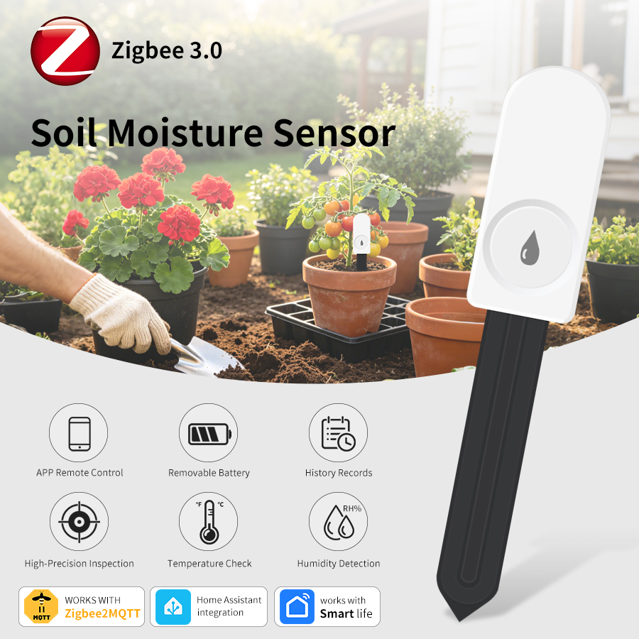 ZigBee スマート土壌水分センサー温度および湿度計 Zi - Smart Garden Home Assistant のレビューと価格