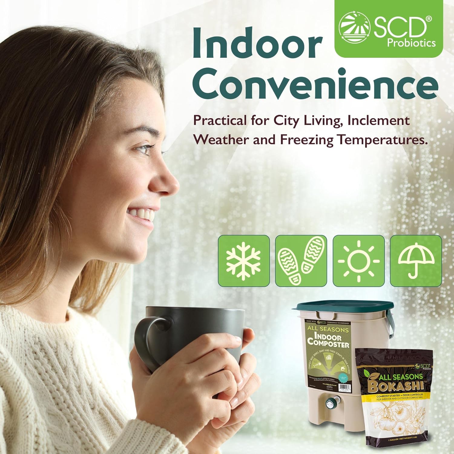 キッチンカウンター用室内堆肥化器 - 5ガロン、タンカラー、 - Composting Kit Indoor のレビューと価格
