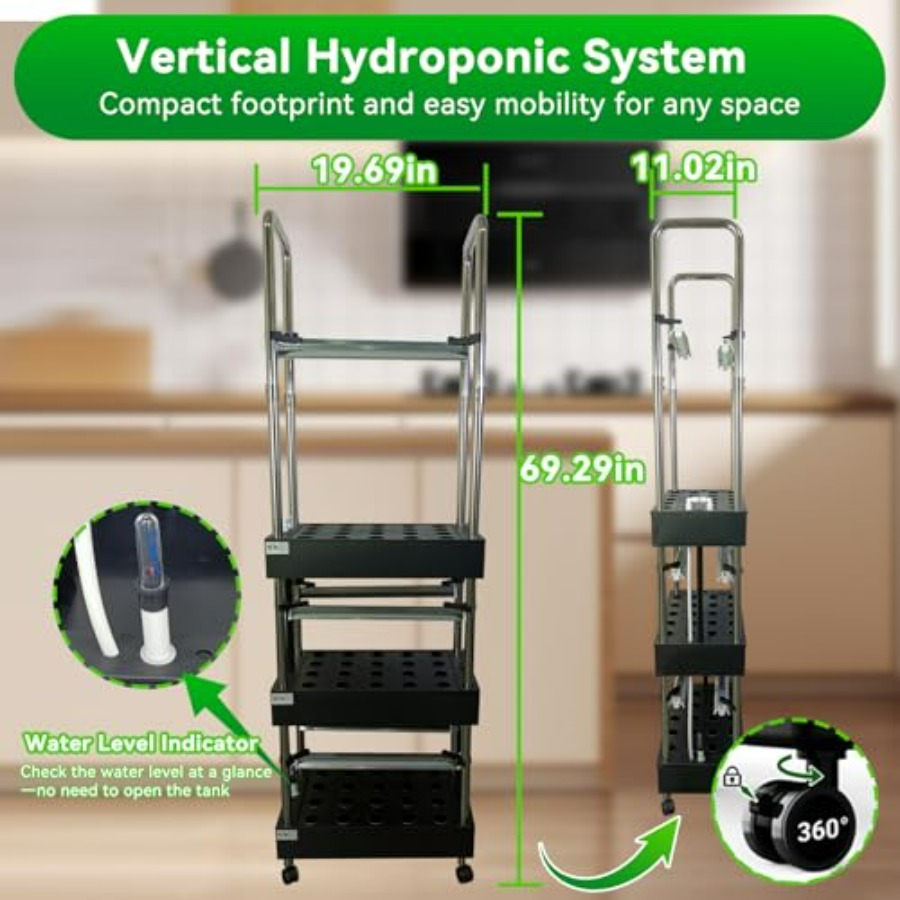 屋内水耕栽培システム：スマートフルスペクトルライト付き垂直庭 - Smart Garden Water のレビューと価格
