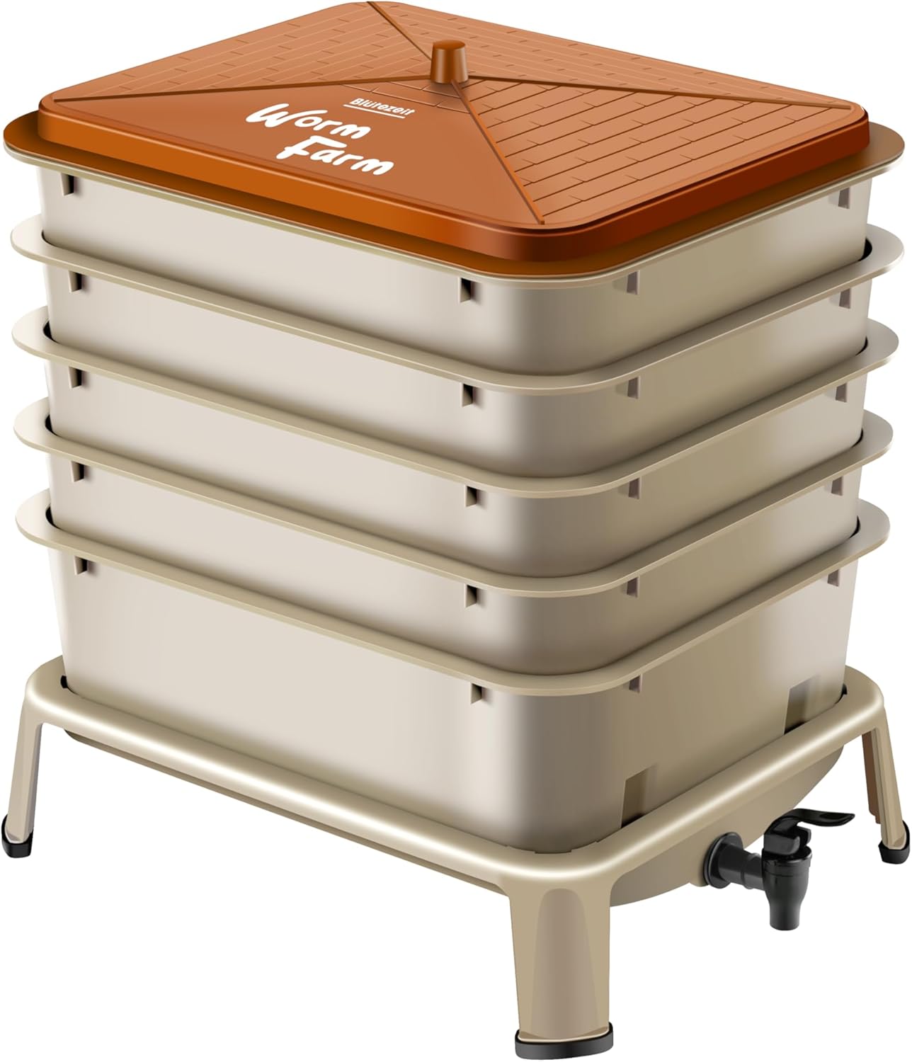 屋内＆屋外用ミミズ堆肥コンポスト容器 - 53QT、ゴールド - Composting Kit Indoor のレビューと価格