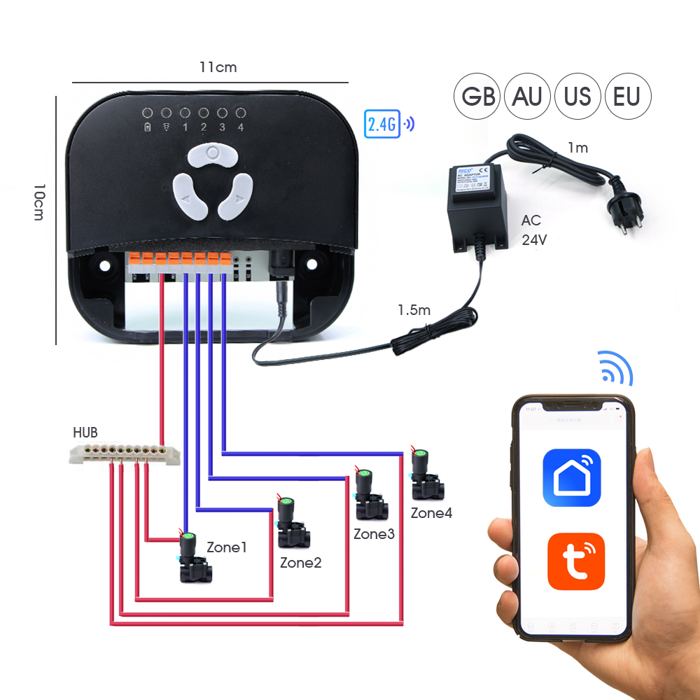 庭の芝生の灌漑システム,4つのゾーン,ワイヤレスリモコン,音 - Smart Garden Accessories のレビューと価格